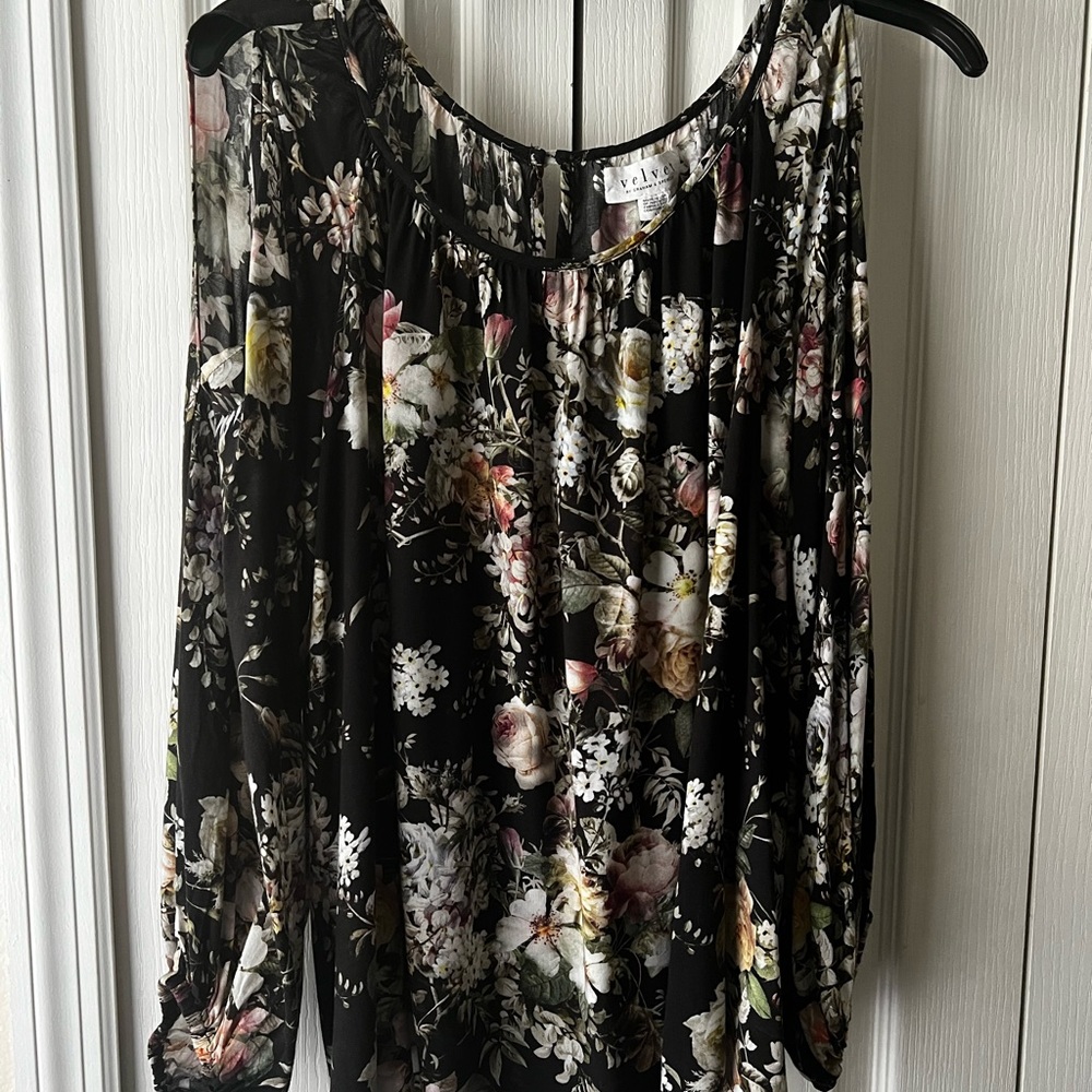 Velvet by Graham and Spencer Cold Shoulder Floral Blouse